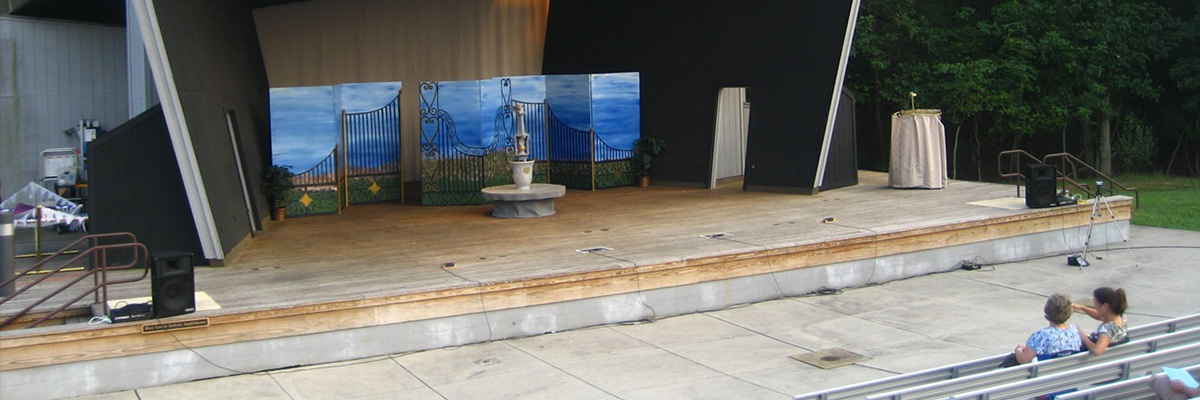 set design camp in an outdoor amphitheater
