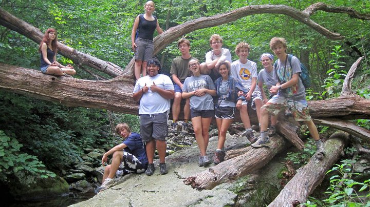 Summer camp campers on a hike in Shenandoah