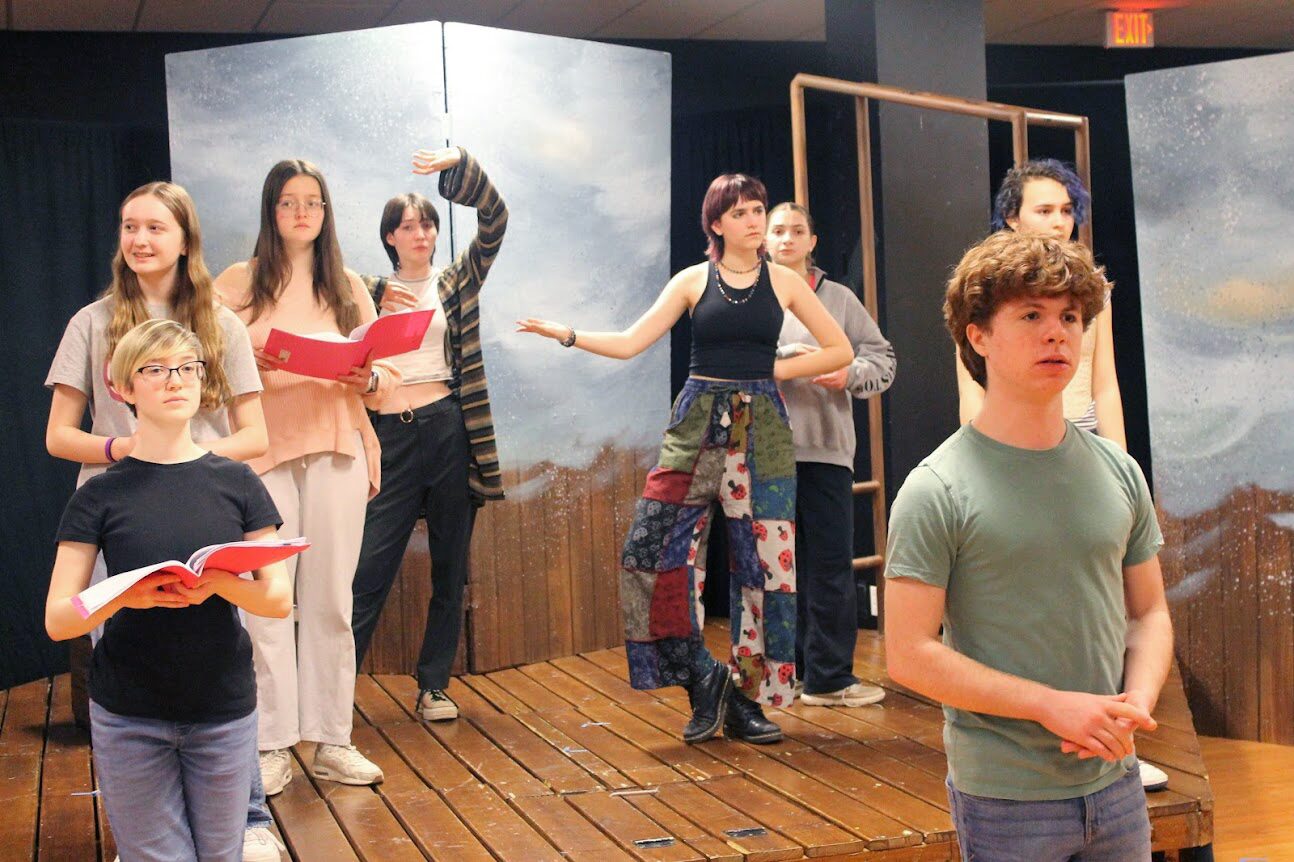 Student rehearsal for upcoming play at Traveling Players